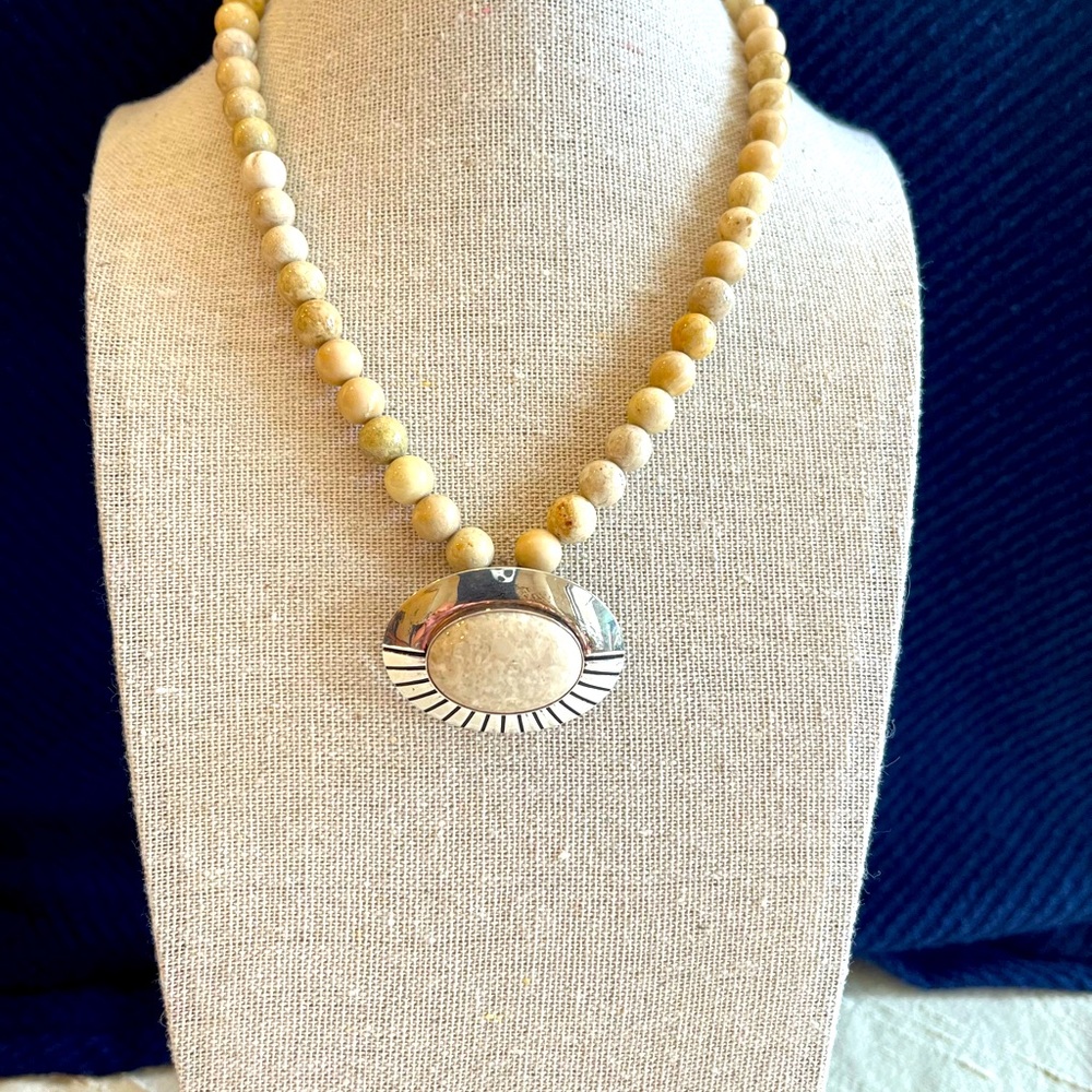 Southwestern Choker with Natural Stone Beads and Sterling Silver